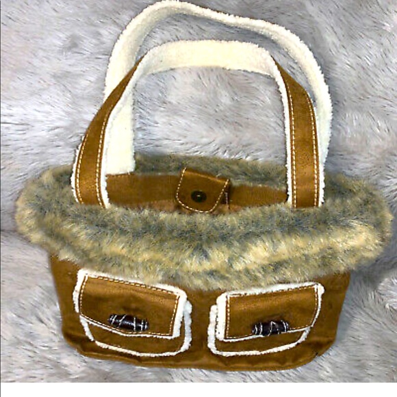 Bath & Body Works Handbags - Bath & Body works faux fur/suede purse/tote